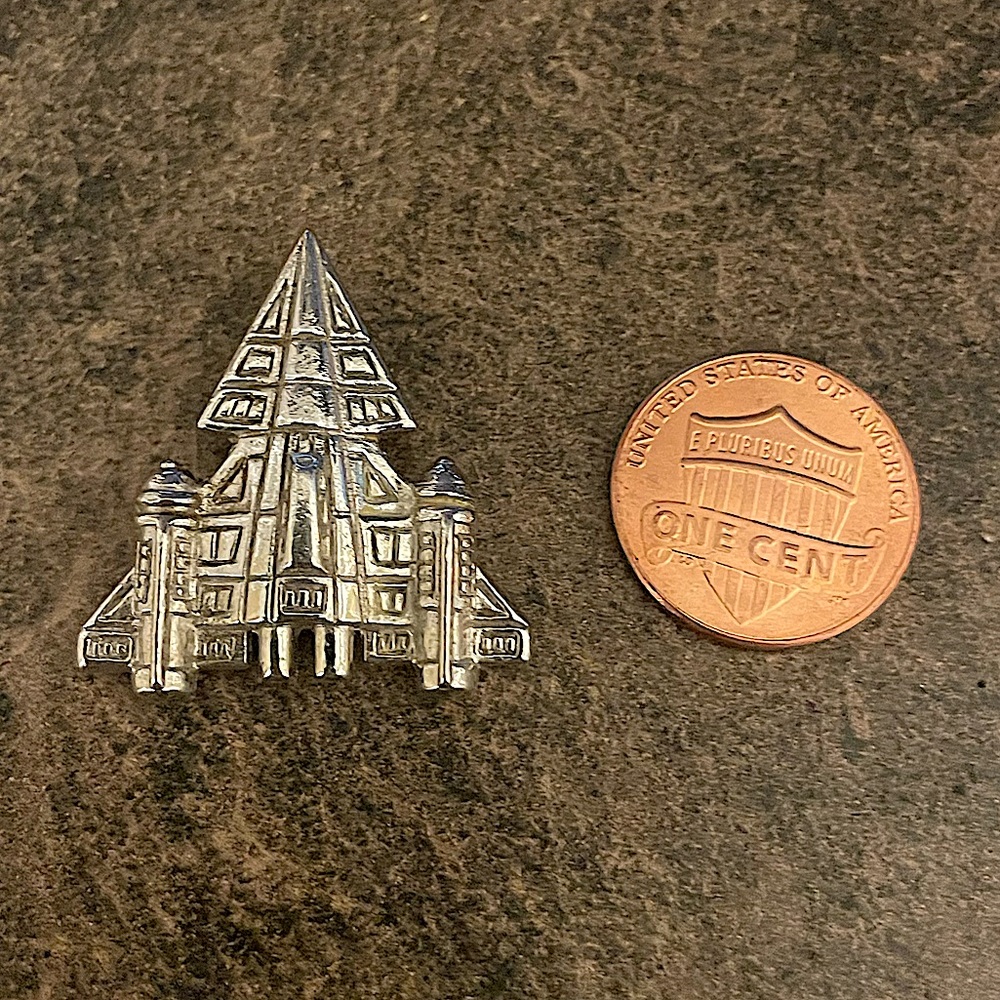 Vintage Spaceship Rocketship Jet Fighter Plane Necklace Pendant 👽